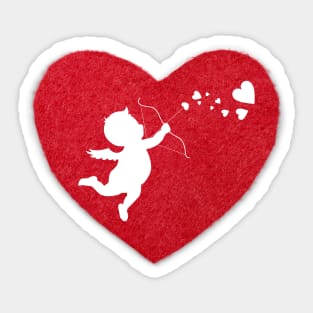 Cupid shoots love in red heart Sticker